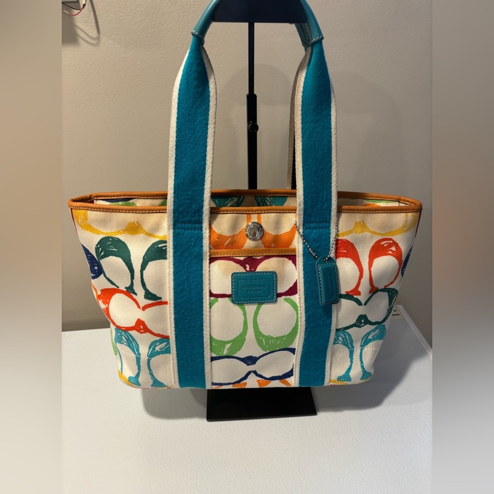 Coach Multicolor Barret Monogram Handbag, Preowned